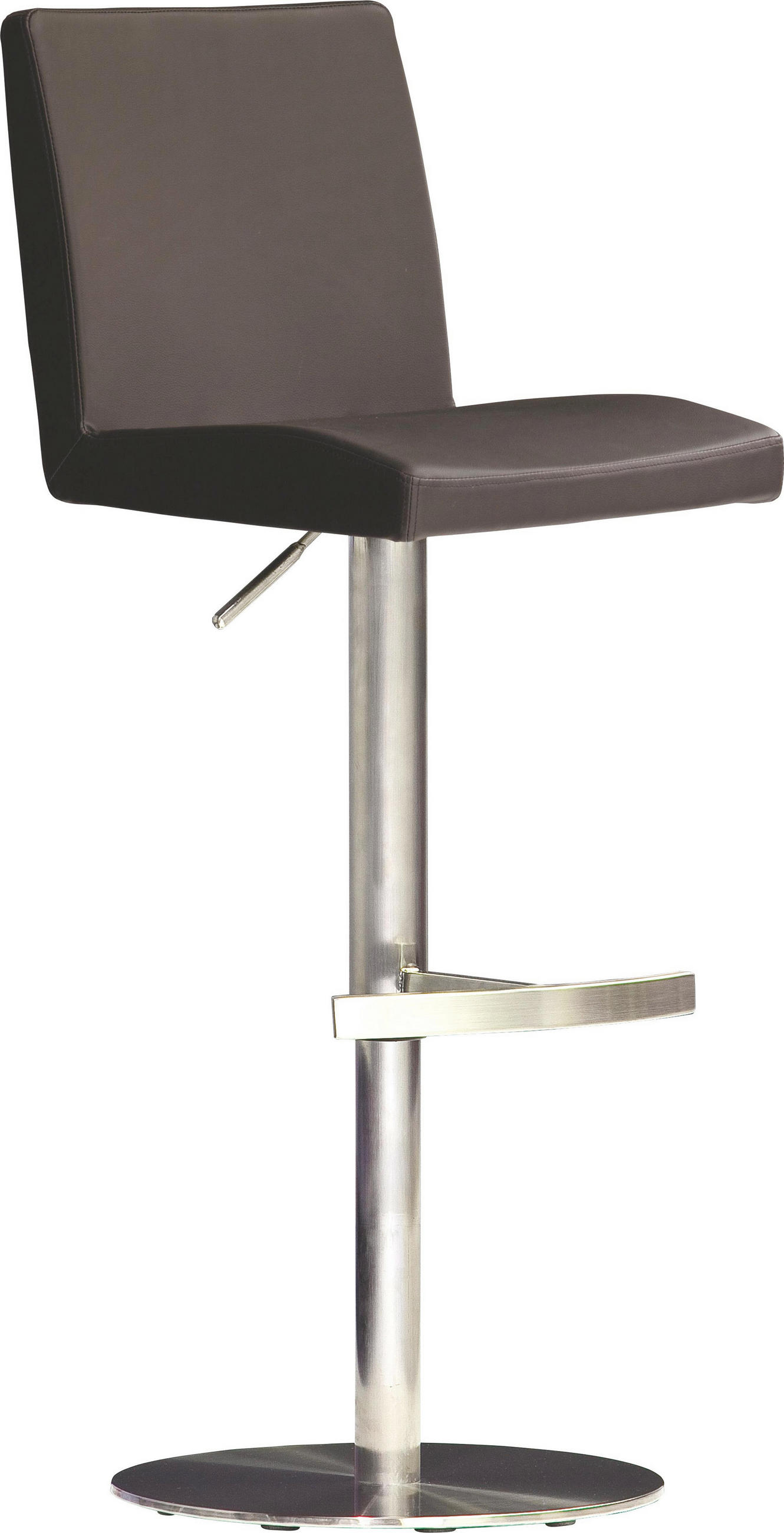 Barhocker in Metall, Leder Braun, Edelstahlfarben