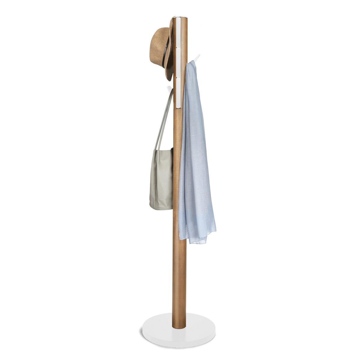 ŠATNÍ STOJAN - bílá/přírodní barvy, Basics, dřevo (40/168/40cm) - Umbra
