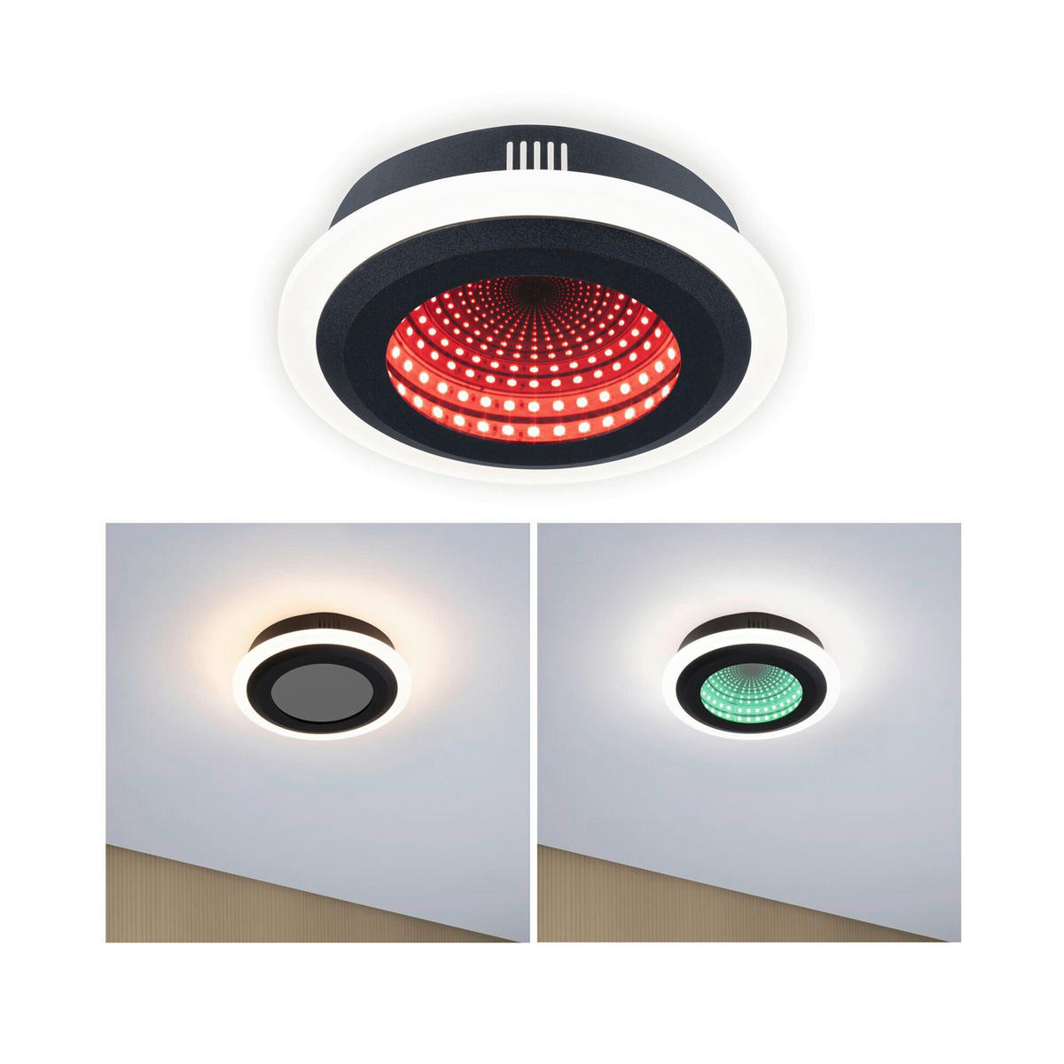 DECKENLEUCHTE Spaceglow 20/4.8 cm   - Schwarz, KONVENTIONELL, Kunststoff (20/4.8cm) - Paulmann