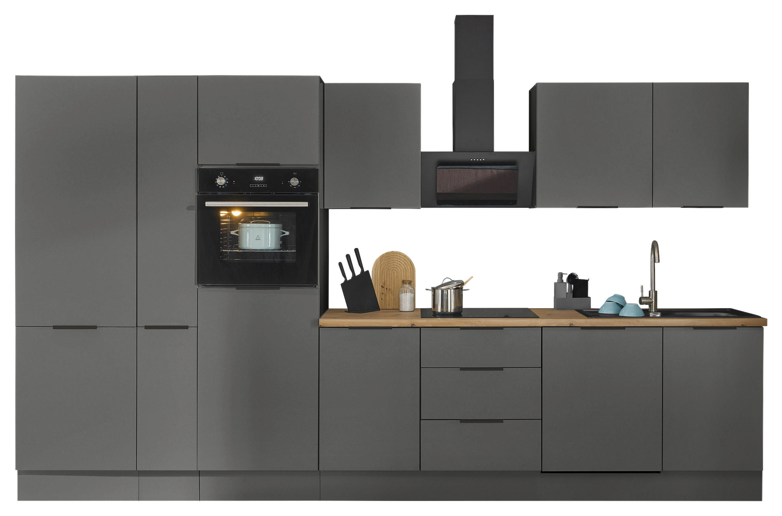 Carryhome Küchenblock Multan Graphit 370x211x60 cm