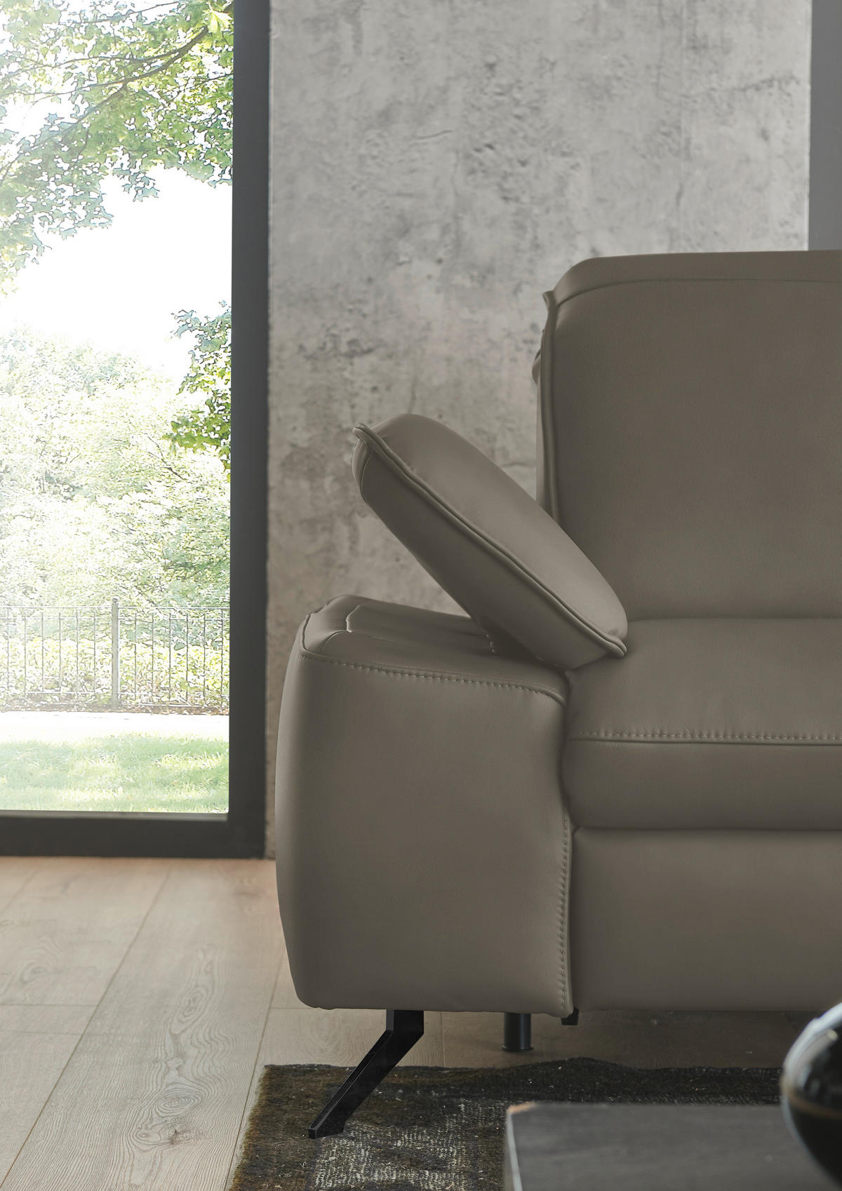 ECKSOFA  Echtleder Cappuccino  - Schwarz/Cappuccino, Design, Leder/Metall (307/169cm) - Beldomo Premium