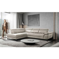 ECKSOFA  in Lederlook Echtleder Platinfarben  220/274 cm  - Platinfarben/Schwarz, Design, Leder/Textil (220/274cm) - Livetastic