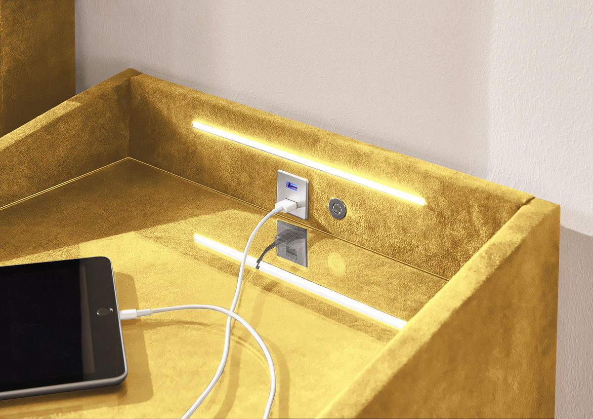 NACHTSCHRANK 47/61/46 cm  - Currygelb/Silberfarben, MODERN, Holzwerkstoff/Kunststoff (47/61/46cm) - MID.YOU