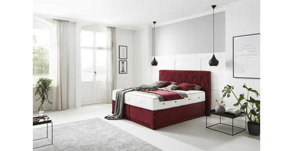 BOXSPRINGBETT 180/200 cm  in Weinrot  - Weinrot, KONVENTIONELL, Textil (180/200cm) - Ambiente