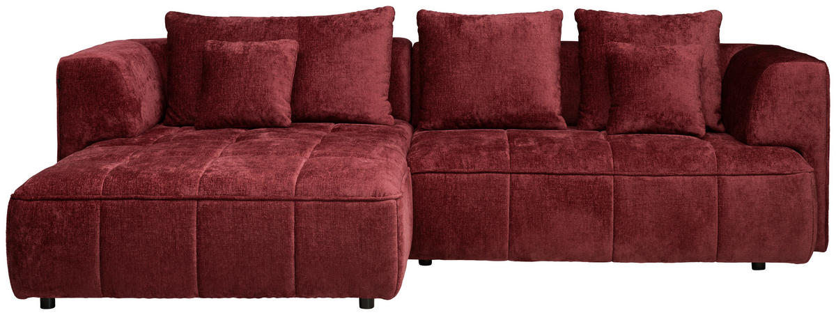 ECKSOFA Kirschrot Webstoff Zierkissen, Rückenkissen  - Schwarz/Kirschrot, Design, Kunststoff/Textil (188/288cm) - Welnova