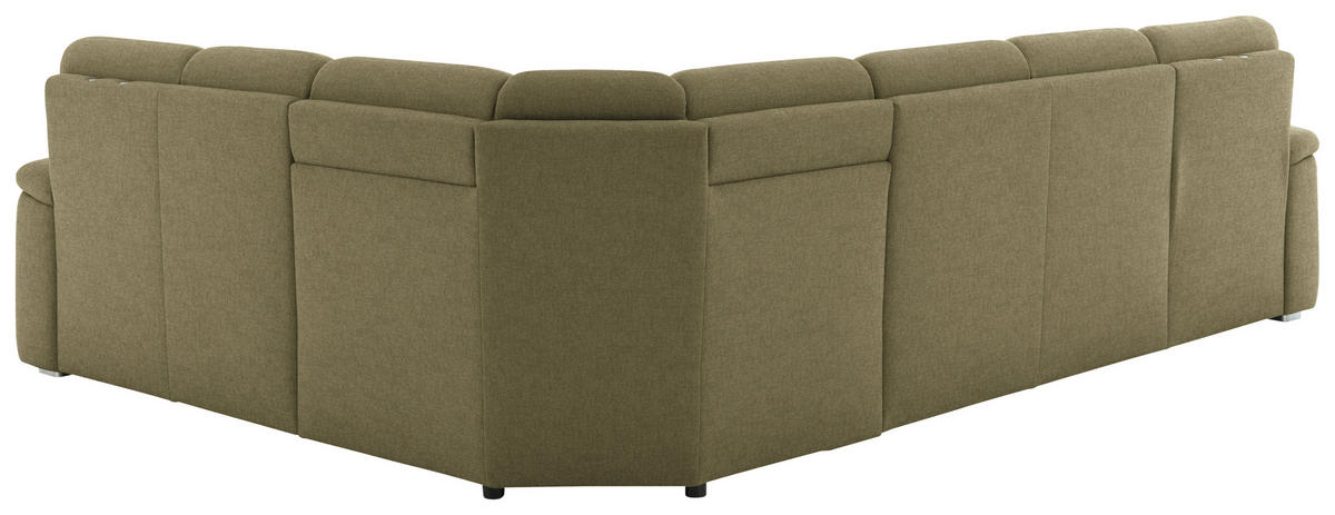 WOHNLANDSCHAFT  in Chenille Schilfgrün  - Schilfgrün/Alufarben, KONVENTIONELL, Holz/Textil (160/329/235cm) - Beldomo Comfort