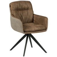 ARMLEHNSTUHL   Lederlook, Textilgeflecht  Braun  - Schwarz/Braun, MODERN, Textil/Metall (57/87/64,5cm) - Kayoom