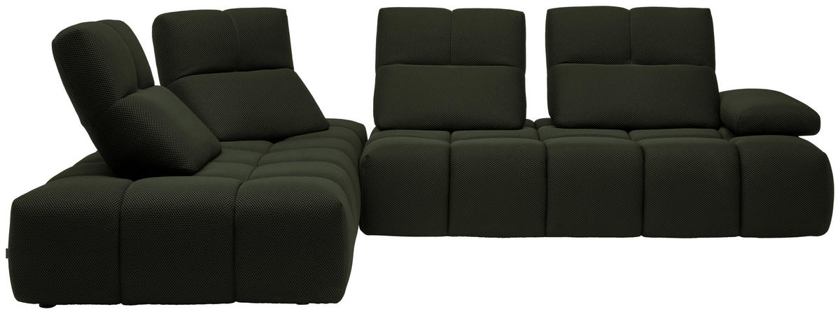 ECKSOFA in Struktur Olivgrün  233/313 cm  - Schwarz/Olivgrün, Design, Kunststoff/Textil (233/313cm) - Emilio Belluti