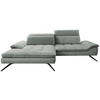 ECKSOFA in Chenille Hellgrau  - Hellgrau/Schwarz, Design, Textil/Metall (179-202/288cm) - Stylife