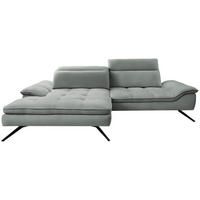 ECKSOFA in Chenille Hellgrau  - Hellgrau/Schwarz, Design, Textil/Metall (179-202/288cm) - Stylife