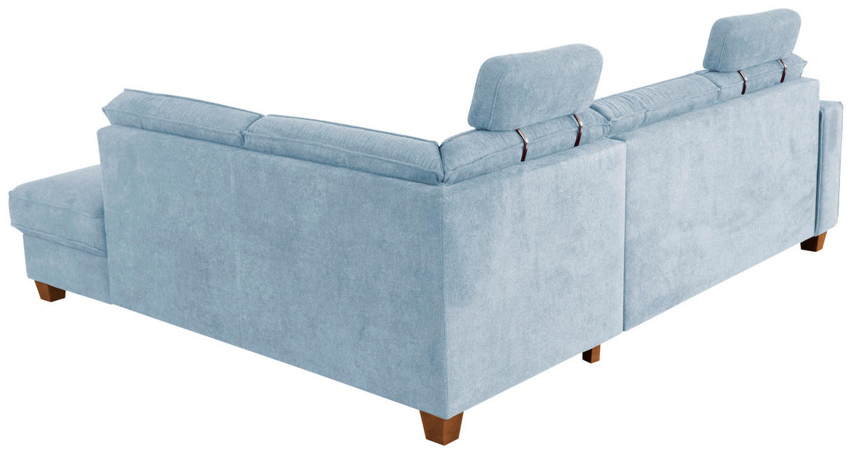 ECKSOFA Hellblau Flachgewebe  - Eichefarben/Hellblau, KONVENTIONELL, Holz/Textil (236/213cm) - Sit & More