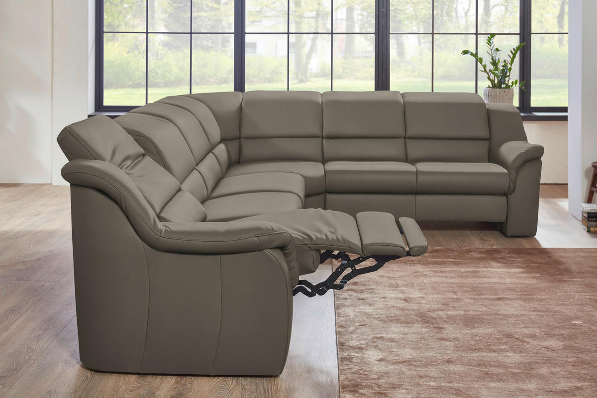 ECKSOFA  in Echtleder Graubraun  324/260 cm  - Chromfarben/Graubraun, KONVENTIONELL, Leder/Kunststoff (324/260cm) - Cantus