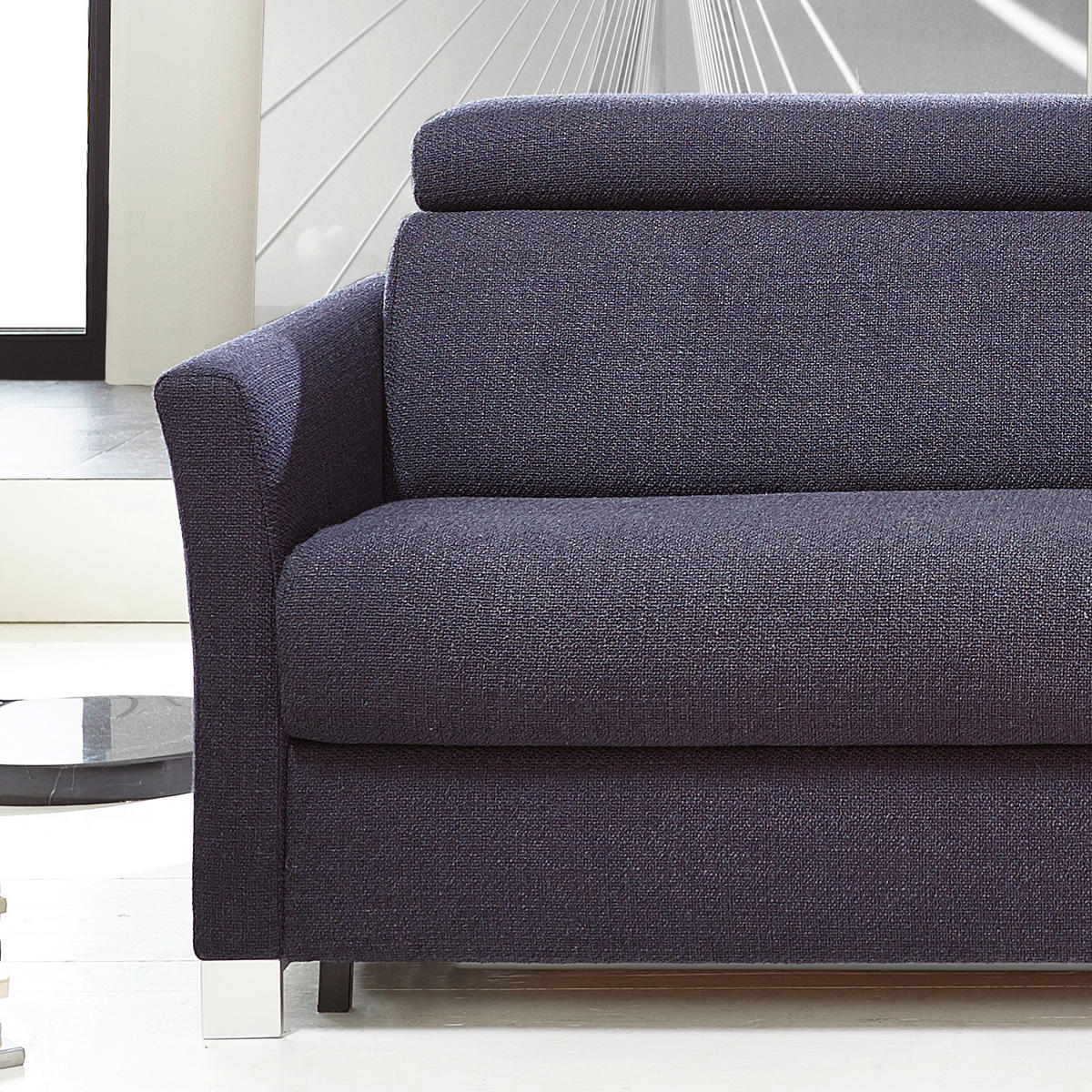 SCHLAFSOFA in Textil Dunkelblau  - Chromfarben/Dunkelblau, Design, Textil/Metall (185/100/100cm) - Bali