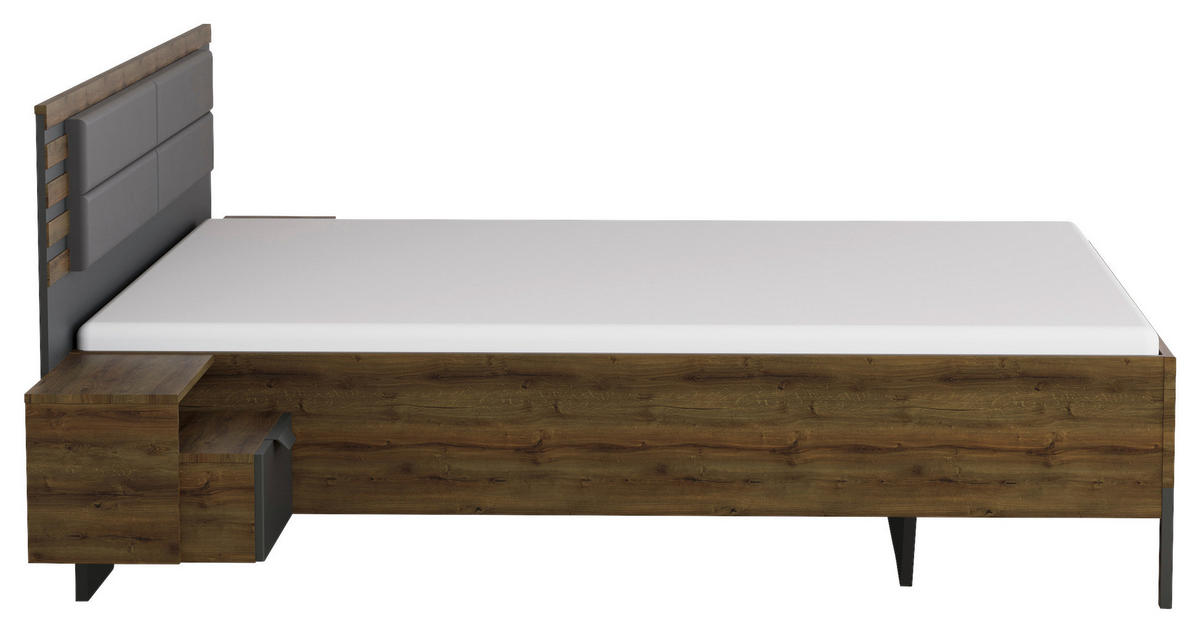 SÄNGSYSTEM 180/200 cm  i mörkgrå, mörk ek   - mörkgrå/mörk ek, Modern, trämaterial/textil (180/200cm) - Rauch Möbel