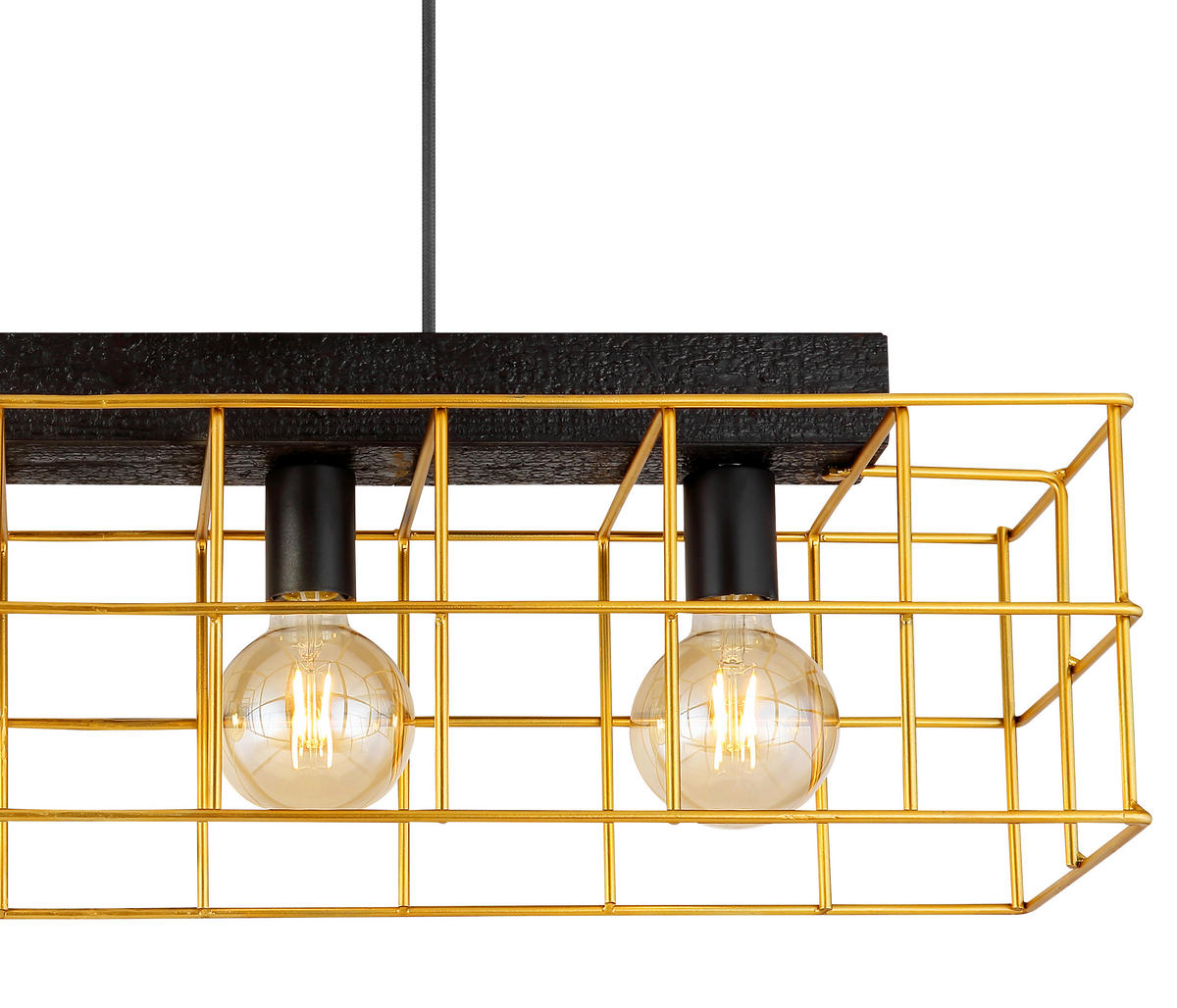 ZÁVĚSNÉ SVÍTIDLO, 90/20/150 cm  - černá/barvy zlata, Design, kov/dřevo (90/20/150cm) - Globo