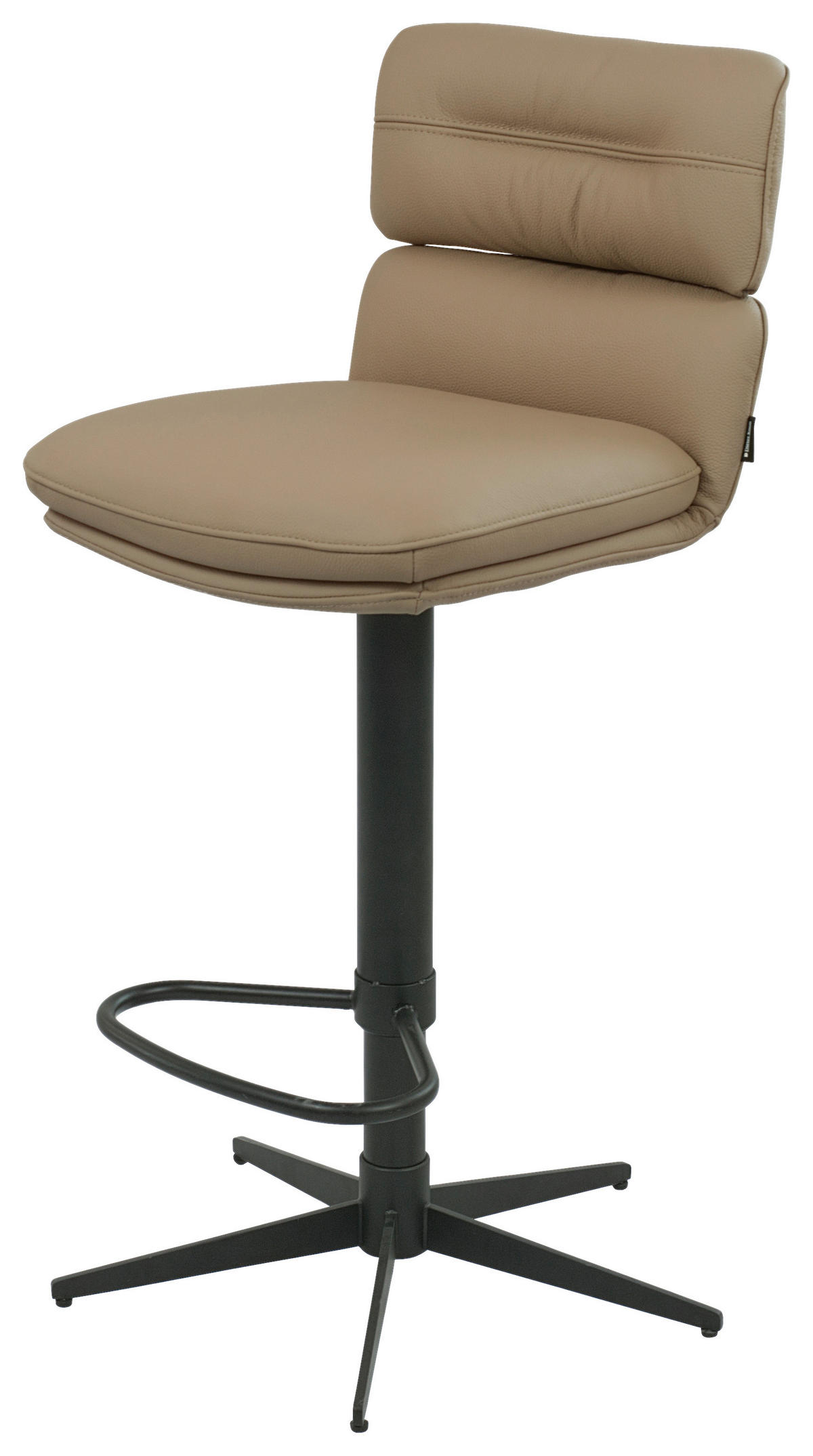 BARHOCKER Echtleder Schwarz, Taupe Eisen Lederauswahl, Stoffauswahl, Wippfunktion, Sitzfläche 360° drehbar  - Taupe/Schwarz, Design, Leder/Metall (42/99-117/50cm) - Dieter Knoll