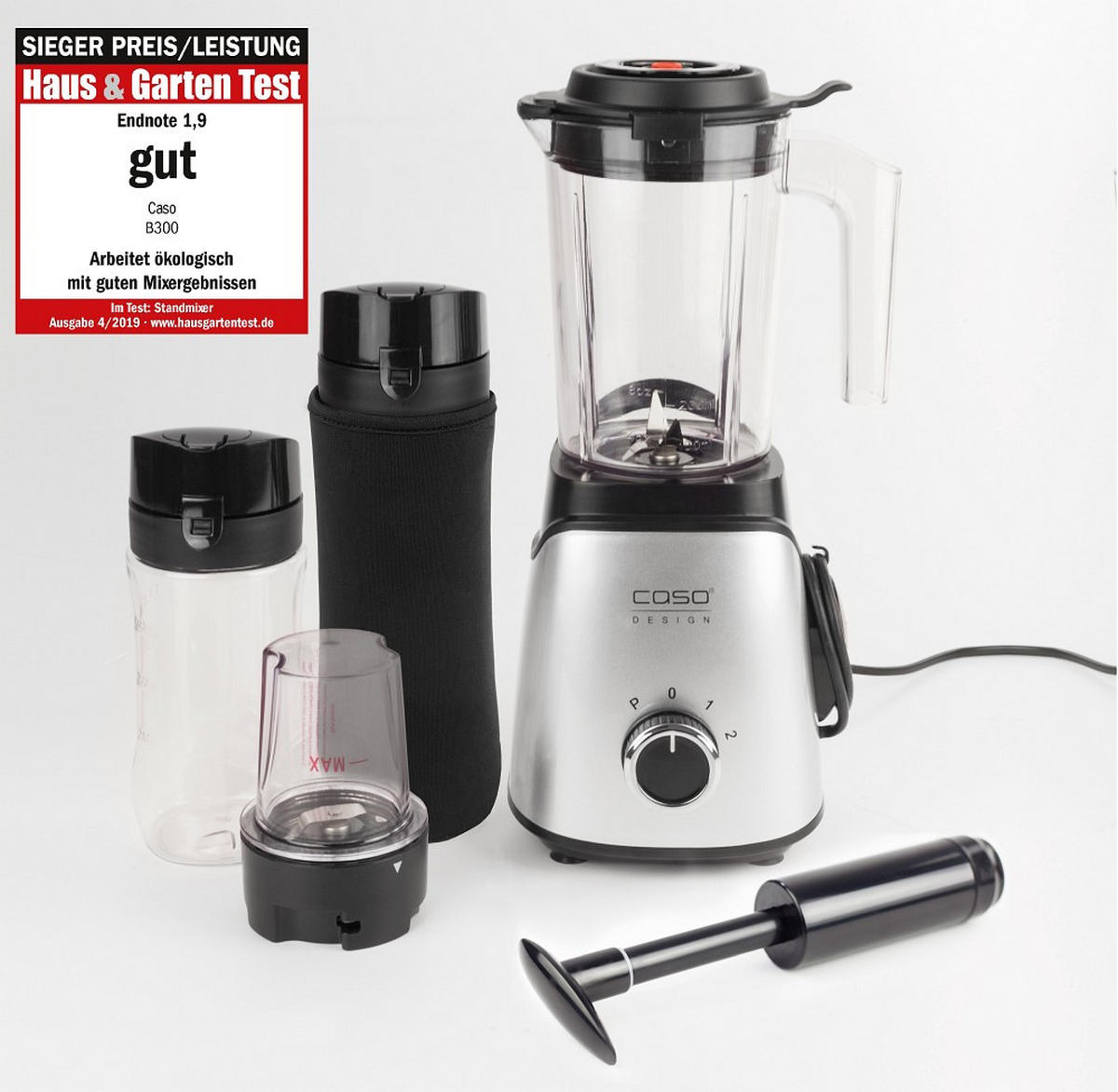 STANDMIXER  - Hellgrau/Schwarz, Basics, Kunststoff/Metall (17/37/16cm) - CASO Design