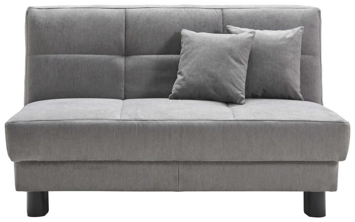 SCHLAFSOFA Mikrovelours Grau  - Schwarz/Grau, KONVENTIONELL, Textil/Metall (145/85/100cm) - Carryhome