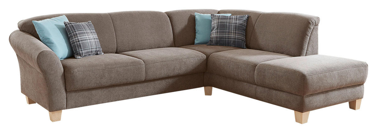 ECKSOFA in Flachgewebe Taupe  - Taupe/Naturfarben, Konventionell, Holz/Textil (257/212cm) - Sit & More
