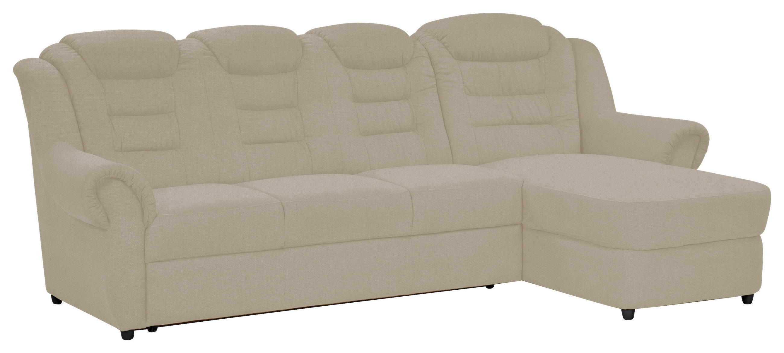 ECKSOFA Creme Chenille Rücken echt  - Creme/Schwarz, KONVENTIONELL, Kunststoff/Textil (262/165cm) - Livetastic