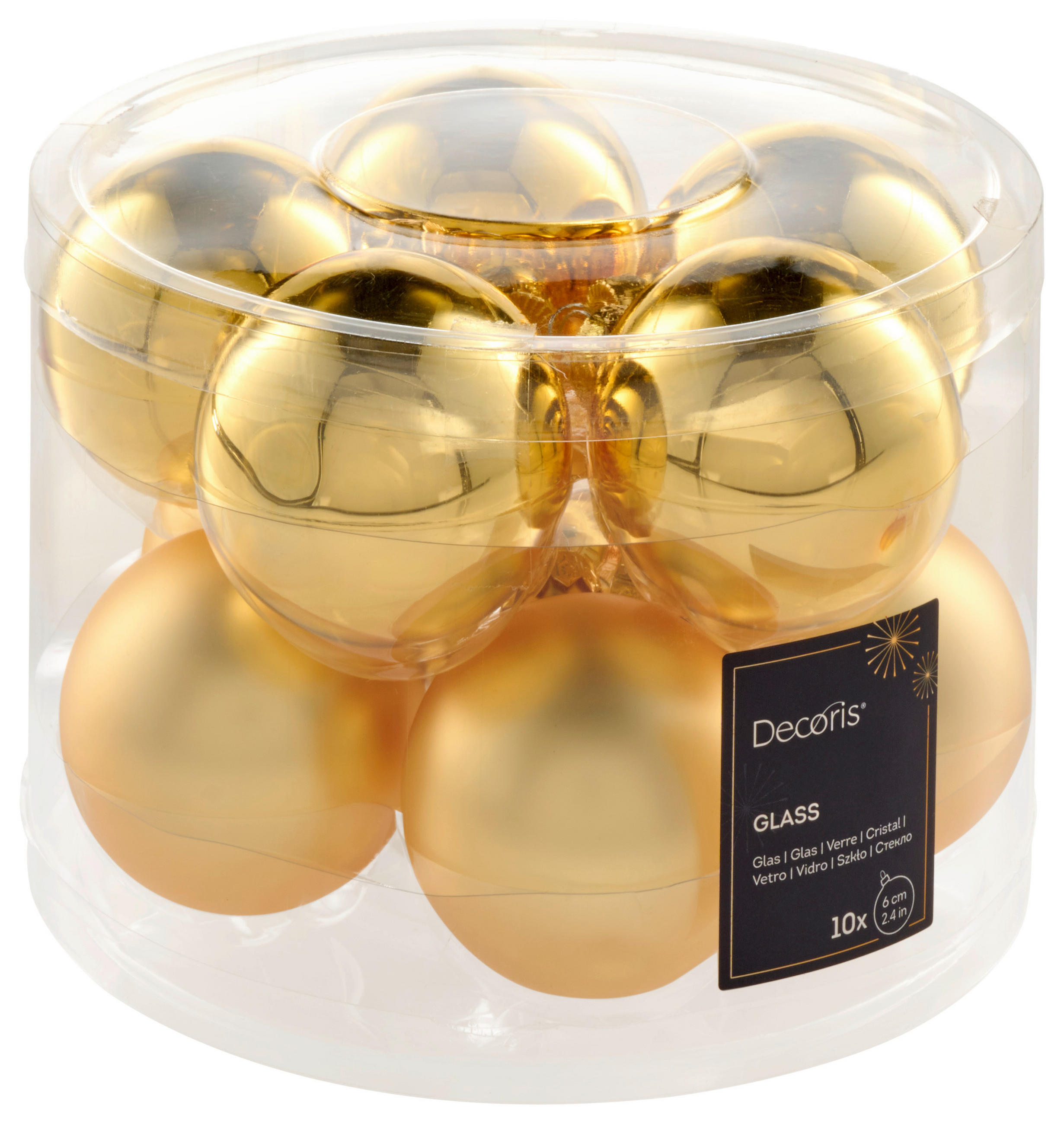 CHRISTBAUMKUGEL-SET 6 cm 10-teilig  - Goldfarben, KONVENTIONELL, Glas (6cm)