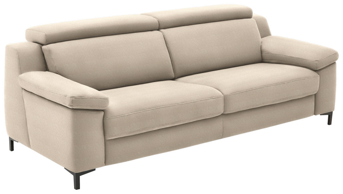 3-SITZER-SOFA in Chenille Sandfarben  - Sandfarben/Schwarz, Design, Textil/Metall (230/104/104cm) - Valdera
