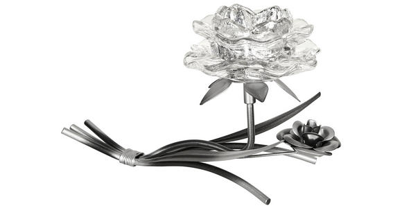 TEELICHTHALTER - Klar/Silberfarben, Basics, Glas/Metall (20/10,5/11cm) - Ambia Home
