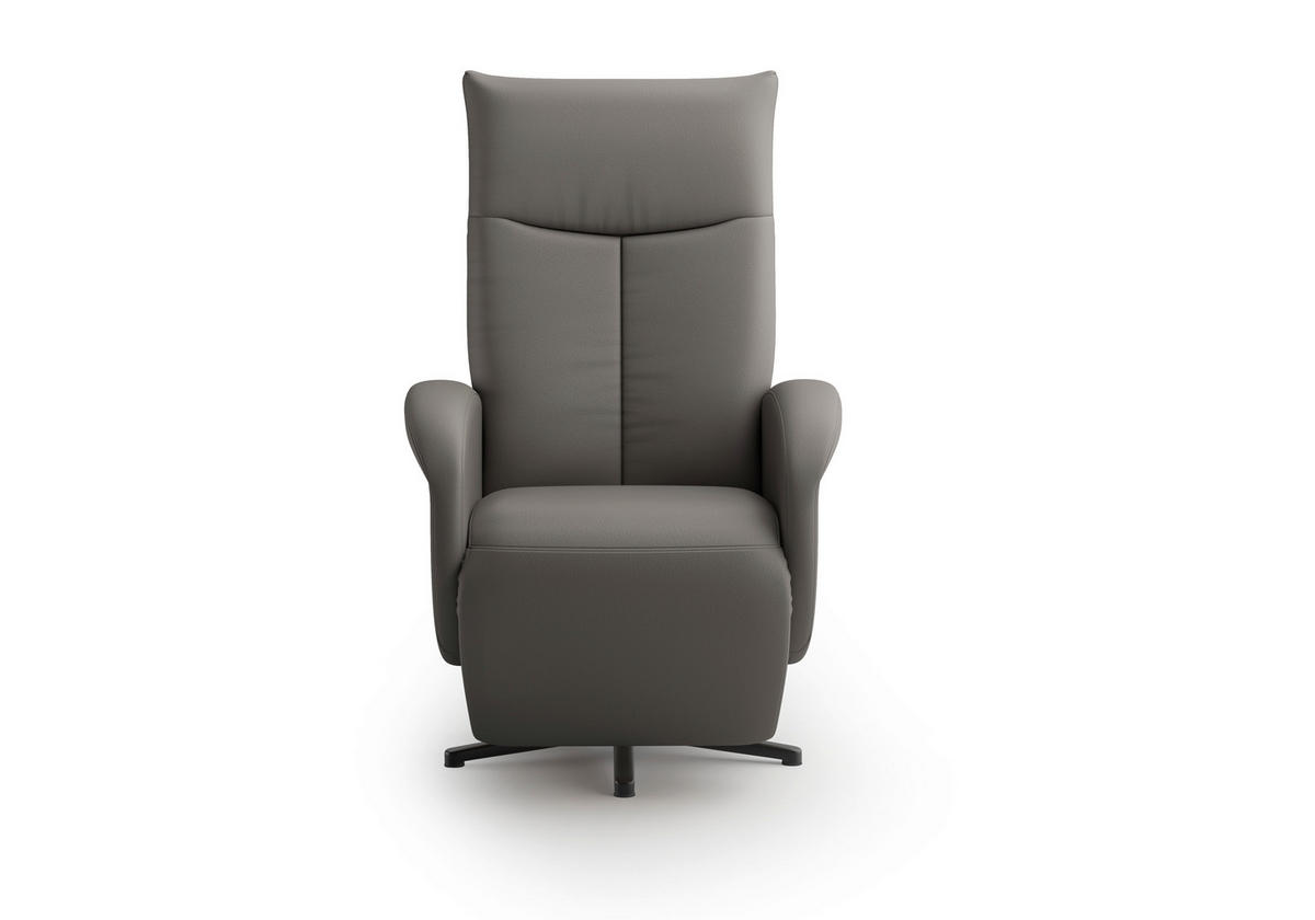 DREHSTUHL Mokka  - Schwarz/Mokka, MODERN, Leder/Metall (75/112/82cm) - Sit & More