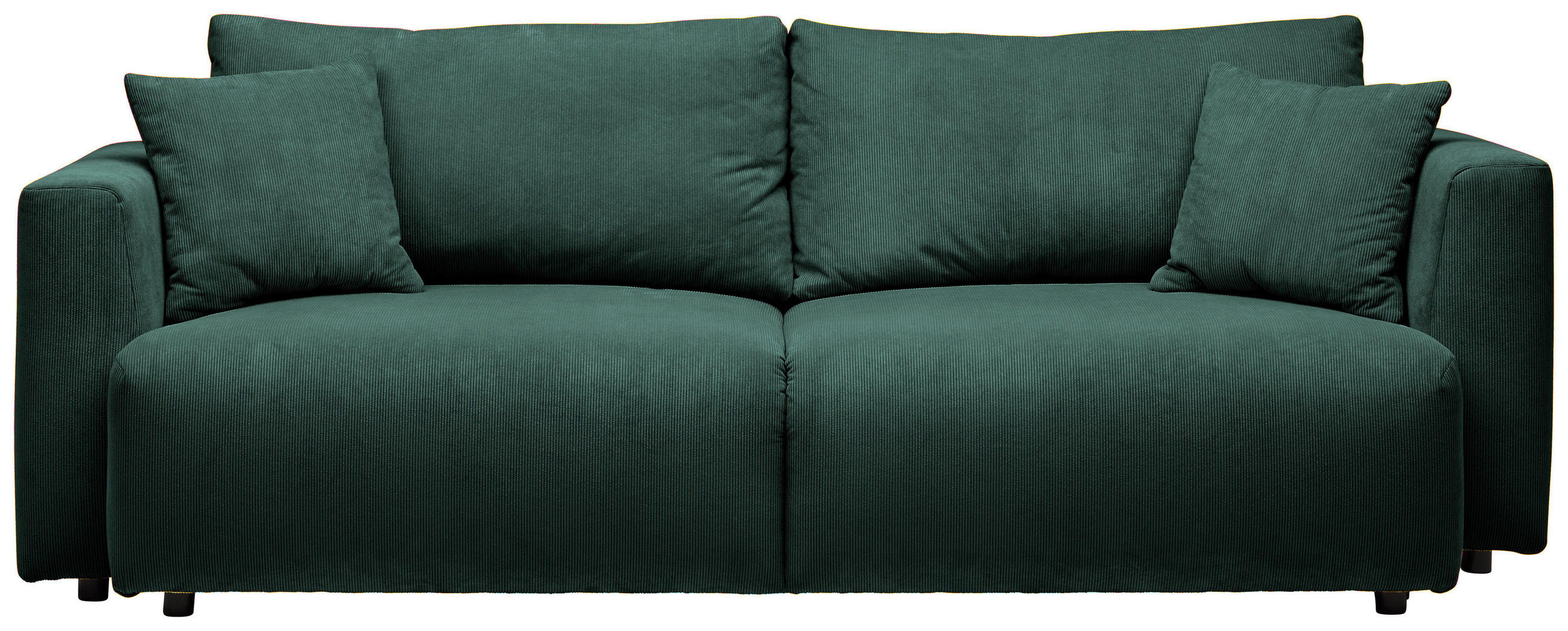SCHLAFSOFA  mit Stoffauswahl, Schlafen auf Sitzhöhe, Rücken echt Cord Dunkelgrün  - Dunkelgrün/Schwarz, Design, Kunststoff/Textil (250/92/105cm) - Carryhome