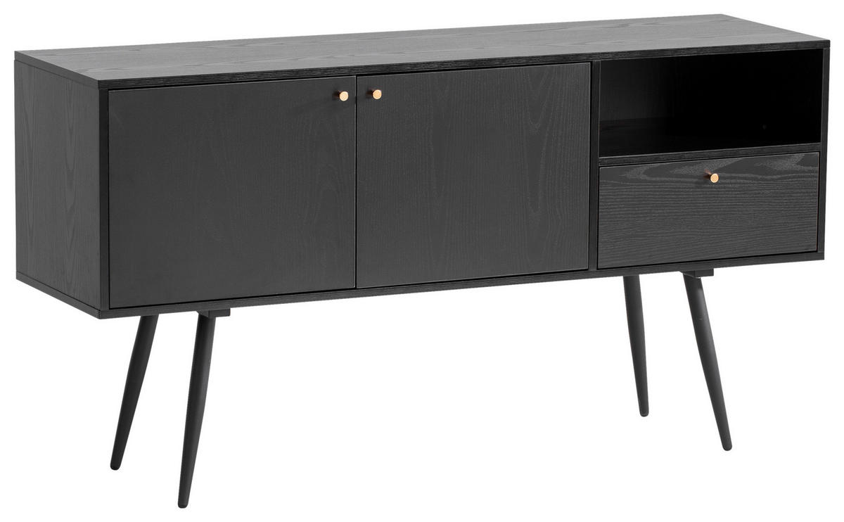 KOMODA, črna  - zlate barve/črna, Konvencionalno, kovina/leseni material (140/75/40cm) - Livetastic
