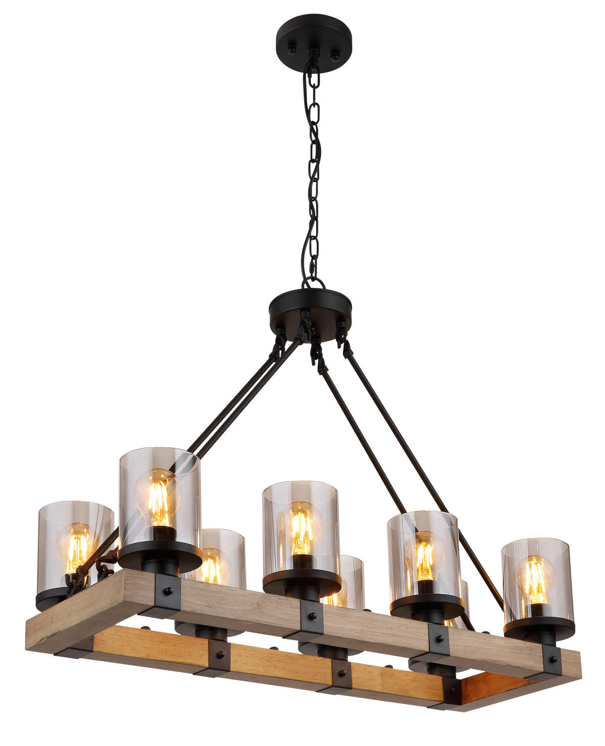 HÄNGELEUCHTE 75/31,5/100 cm  - Dunkelbraun/Schwarz, Natur, Glas/Holz (75/31,5/100cm) - Globo