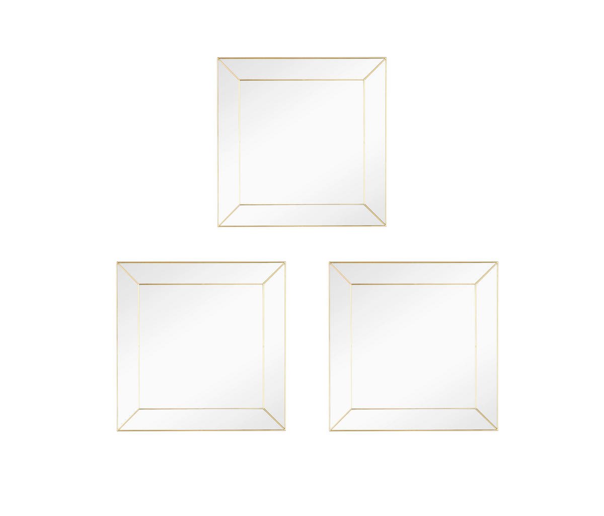 SADA ZRKADIEL 30/30/2 cm  - zlatá, Trend, plast/sklo (30/30/2cm)