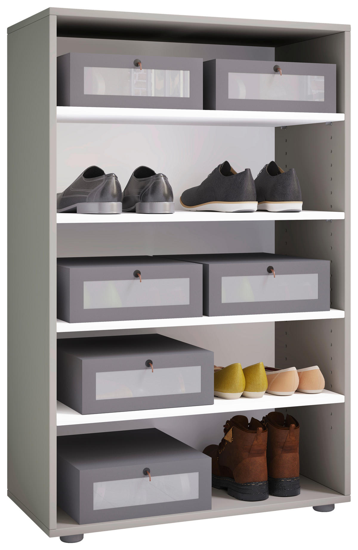 SCHUHREGAL 70/110/37 cm  - Grau, Konventionell, Holzwerkstoff (70/110/37cm) - MID.YOU