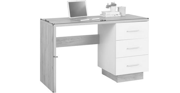SCHREIBTISCH - Eichefarben/Alufarben, Basics, Holzwerkstoff/Kunststoff (120/75/50cm) - Hom`in