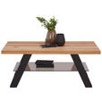 COUCHTISCH in Holz, Metall, Glas 115/65/45 cm - Eichefarben/Schwarz, Design, Glas/Holz (115/65/45cm) - Novel