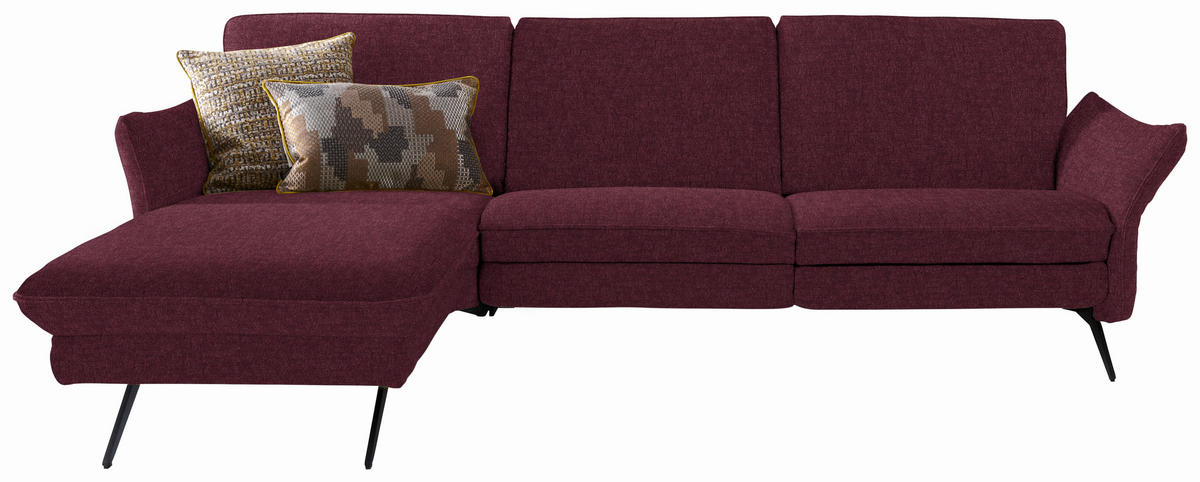 ECKSOFA Chenille Dunkelrot  - Anthrazit/Dunkelrot, Design, Textil/Metall (158/262cm) - Himolla Komfortklass