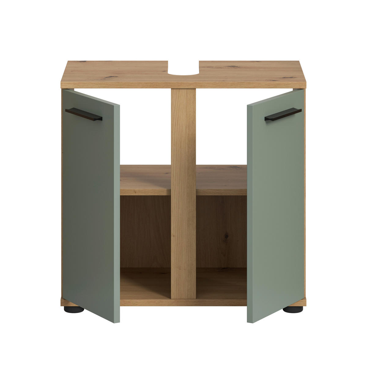WASCHBECKENUNTERSCHRANK 60/57/34 cm  - Salbeigrün/Schwarz, Trend, Holzwerkstoff/Kunststoff (60/57/34cm) - MID.YOU