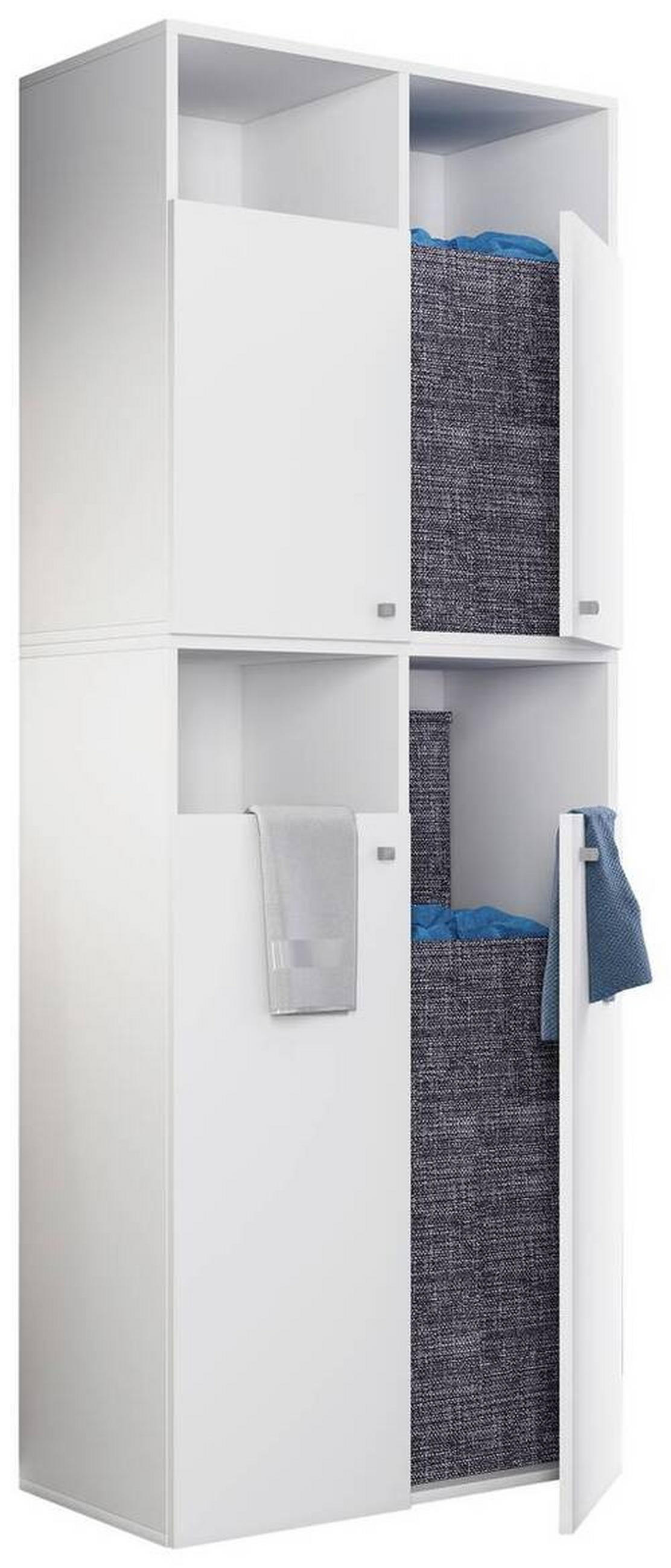 WÄSCHESCHRANK 80,1/184/39 cm  in Weiß  - Weiß/Grau, MODERN, Holzwerkstoff/Kunststoff (80,1/184/39cm) - MID.YOU