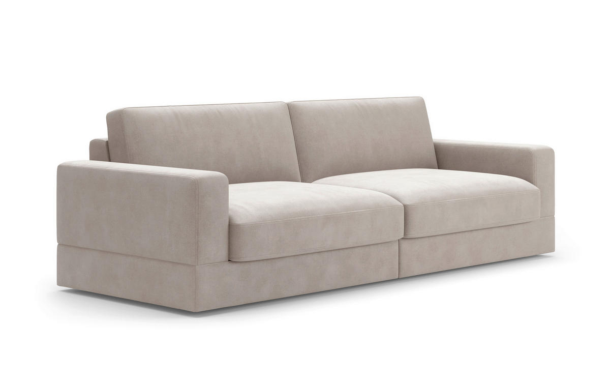 BIGSOFA FABIO E Flachgewebe Greige  - Greige/Schwarz, MODERN, Kunststoff/Textil (264/87/108cm) - Sit & More