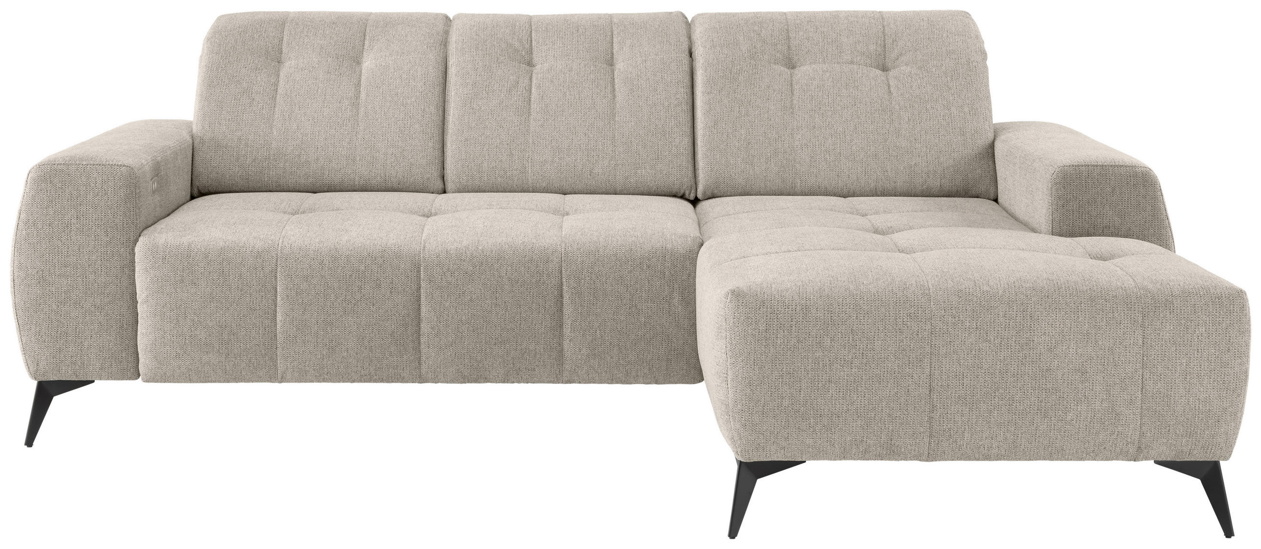 ECKSOFA Beige Chenille - Beige/Schwarz, MODERN, Textil/Metall (258/180cm) - Livetastic