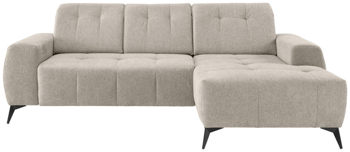 ECKSOFA in Chenille Beige  258/180 cm  - Beige/Schwarz, MODERN, Textil/Metall (258/180cm) - Livetastic