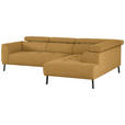 ECKSOFA in Chenille Currygelb  280/205 cm  - Currygelb/Schwarz, Design, Textil/Metall (280/205cm) - Xora