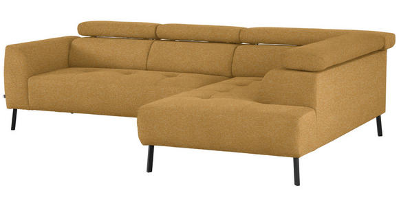 ECKSOFA in Chenille Currygelb 280/205 cm - Currygelb/Schwarz, Design, Textil/Metall (280/205cm) - Xora