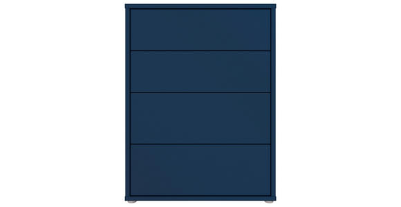 KOMMODE , 75/99/35 cm, 4 Schublade(n)  - Silberfarben/Dunkelblau, Trend, Holzwerkstoff/Kunststoff (75/99/35cm) - Carryhome