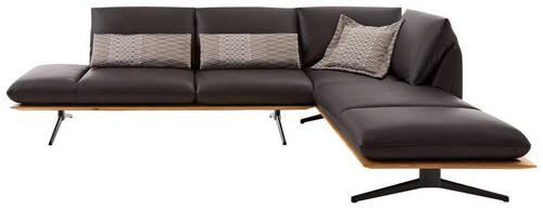 ECKSOFA in Echtleder Braun  - Beige/Schwarz, Design, Leder/Metall (282/205cm) - Dieter Knoll