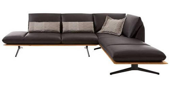 ECKSOFA in Echtleder Braun 282/205 cm - Beige/Schwarz, Design, Leder/Metall (282/205cm) - Dieter Knoll