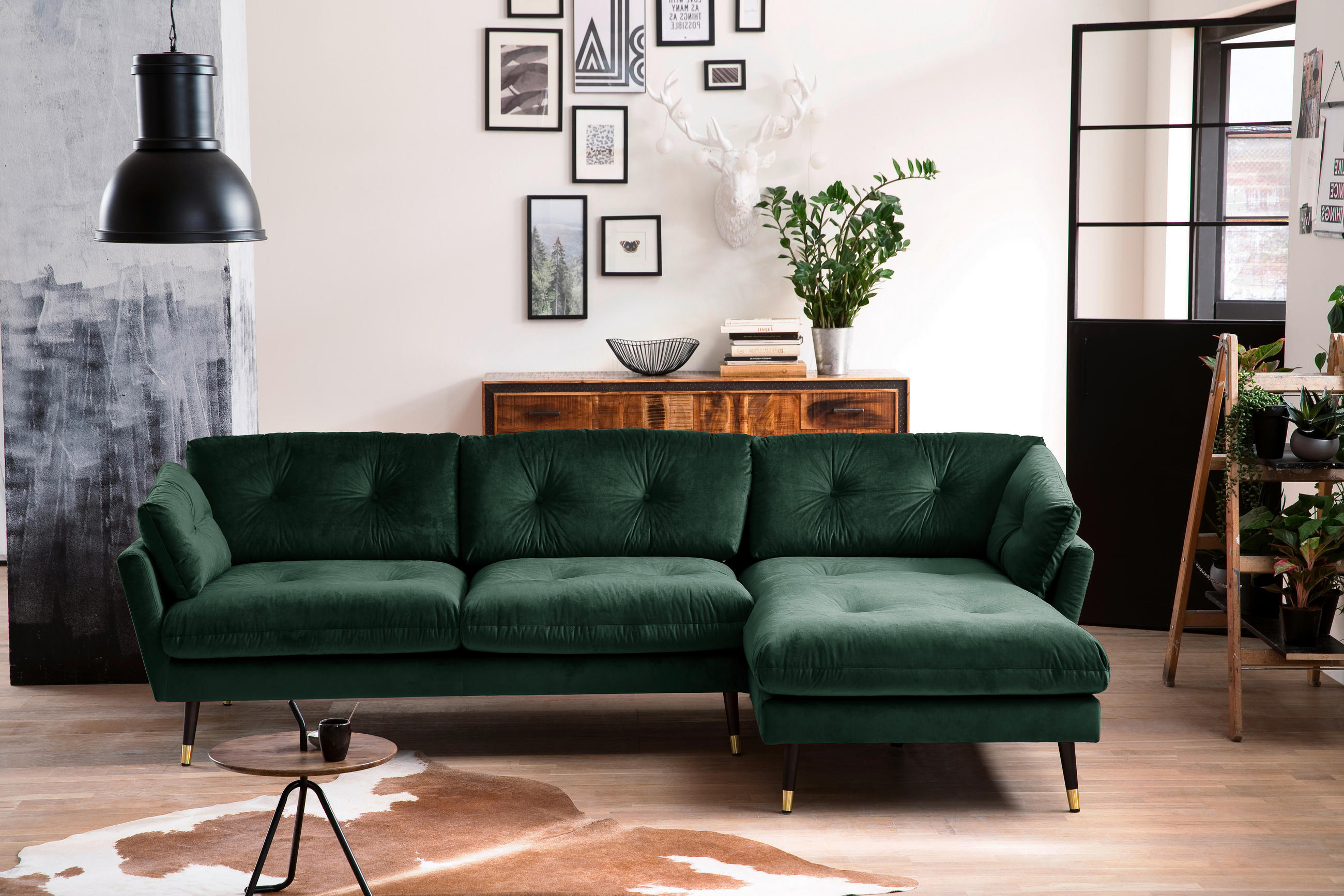 ECKSOFA Eckteil  JAPAN-2S.REC Grün  - Grün, MODERN, Holz/Textil (269/155cm) - MID.YOU