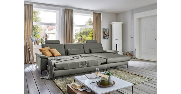 ECKSOFA in Echtleder Grau 334/176 cm - Schwarz/Grau, Design, Leder/Metall (334/176cm) - Dieter Knoll