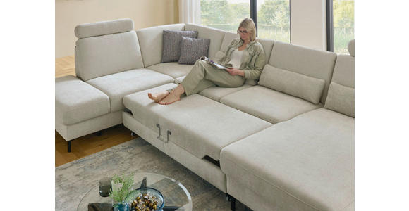 WOHNLANDSCHAFT Dieter Knoll Greige Chenille  - Greige/Schwarz, Design, Textil/Metall (235/349/175cm) - Dieter Knoll