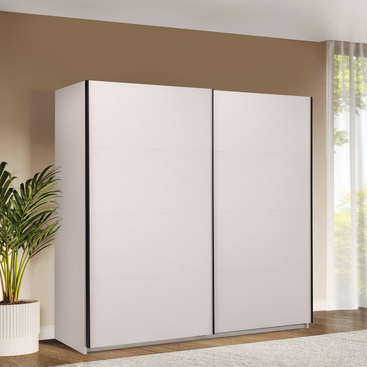 SCHIEBETÜRENSCHRANK 250/211,5/61,5 cm 2-türig Kaschmir  - Kaschmir/Schwarz, MODERN, Holzwerkstoff/Metall (250/211,5/61,5cm) - MID.YOU